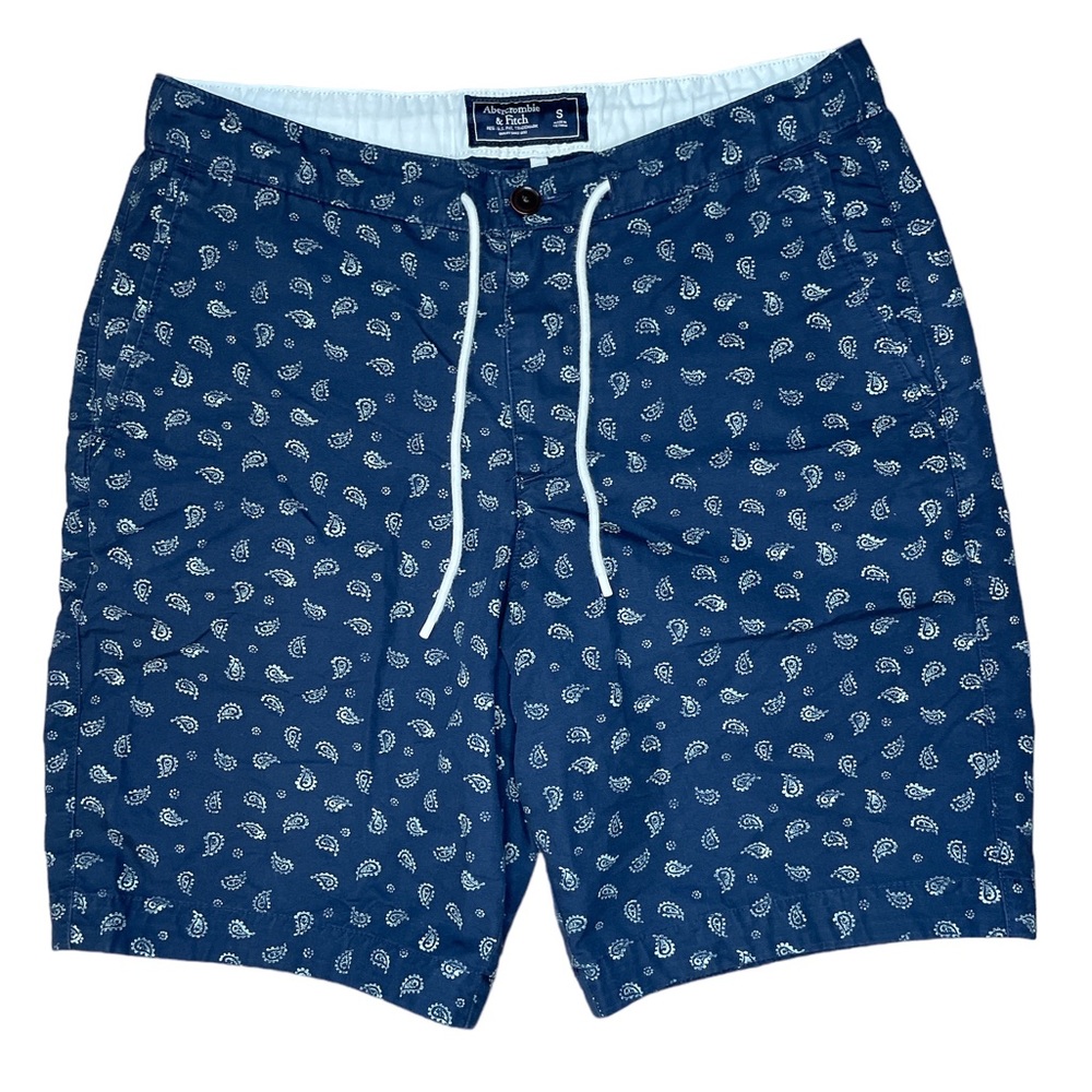 Abercrombie &‎ Fitch Men’s Shorts Size Small Designs & Drawstrings Navy Blue